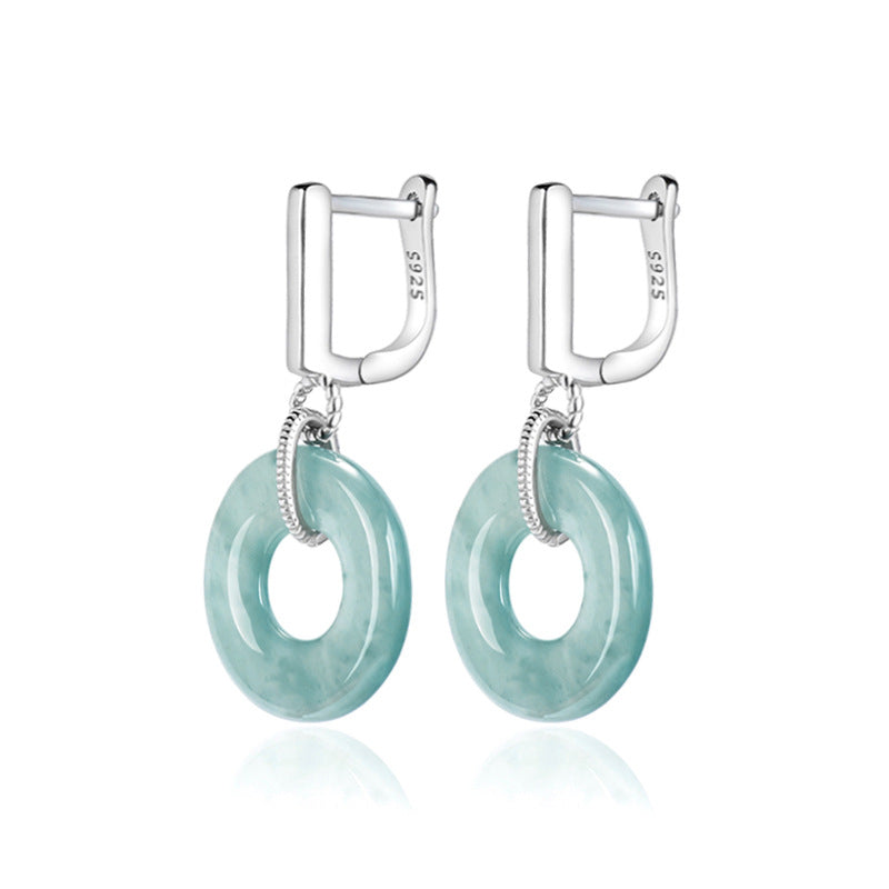 Natural Jade Earrings Silver Jadeite Earrings