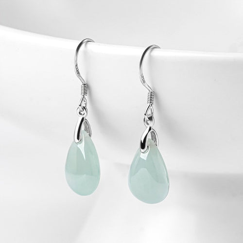 Natural Jade Earrings Silver Jadeite Earrings