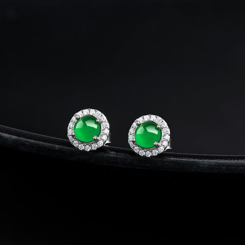 Natural Jade Earrings Silver Jadeite Earrings