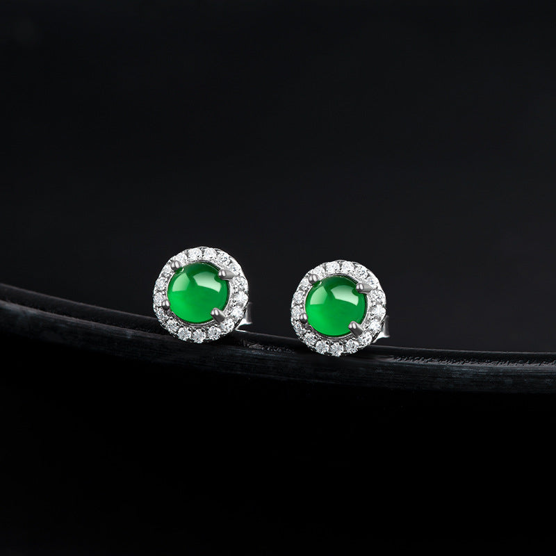 Natural Jade Earrings Silver Jadeite Earrings