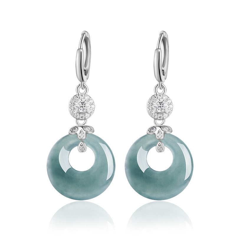 Natural Jade Earrings Silver Jadeite Earrings