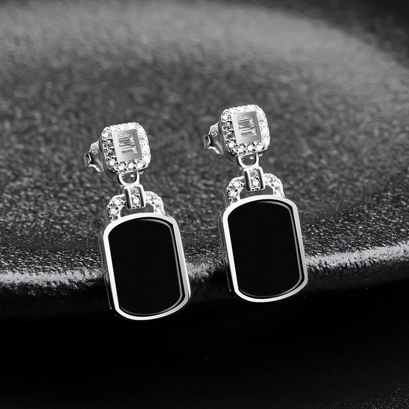 Natural Jade Earrings Silver Jadeite Earrings TUEG488