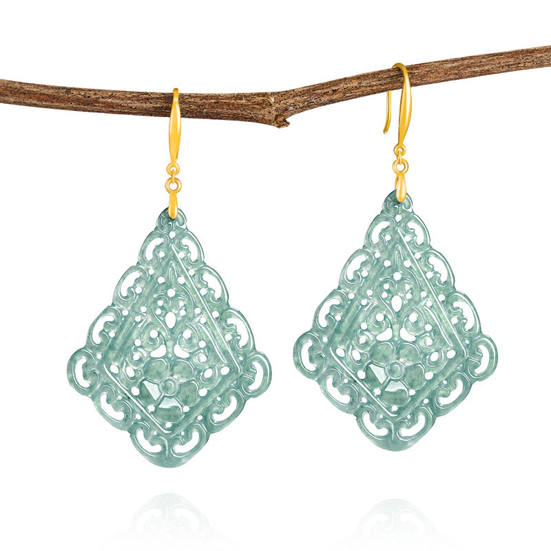 Natural Jade Earrings Silver Jadeite Earrings