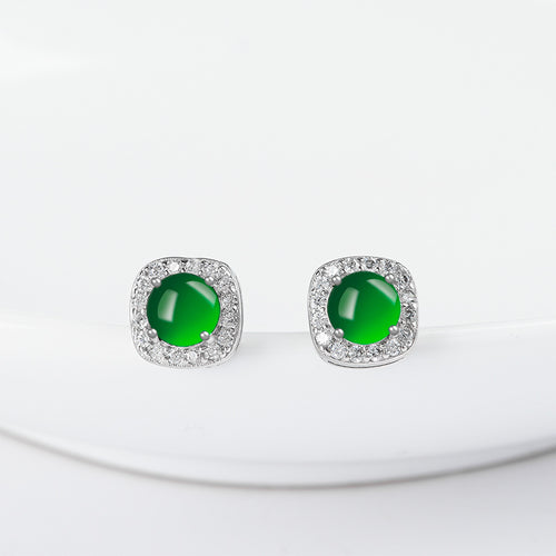 Natural Jade Earrings Silver Jadeite Earrings