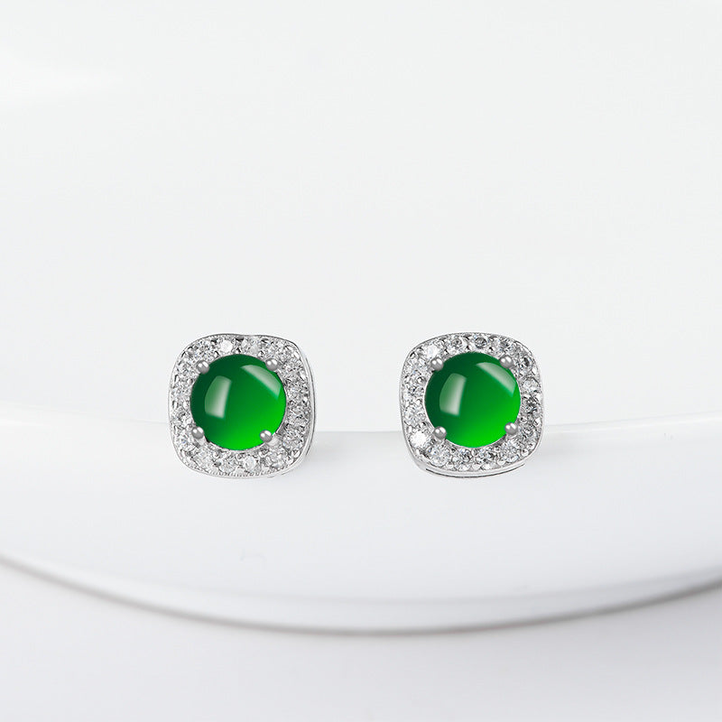 Natural Jade Earrings Silver Jadeite Earrings