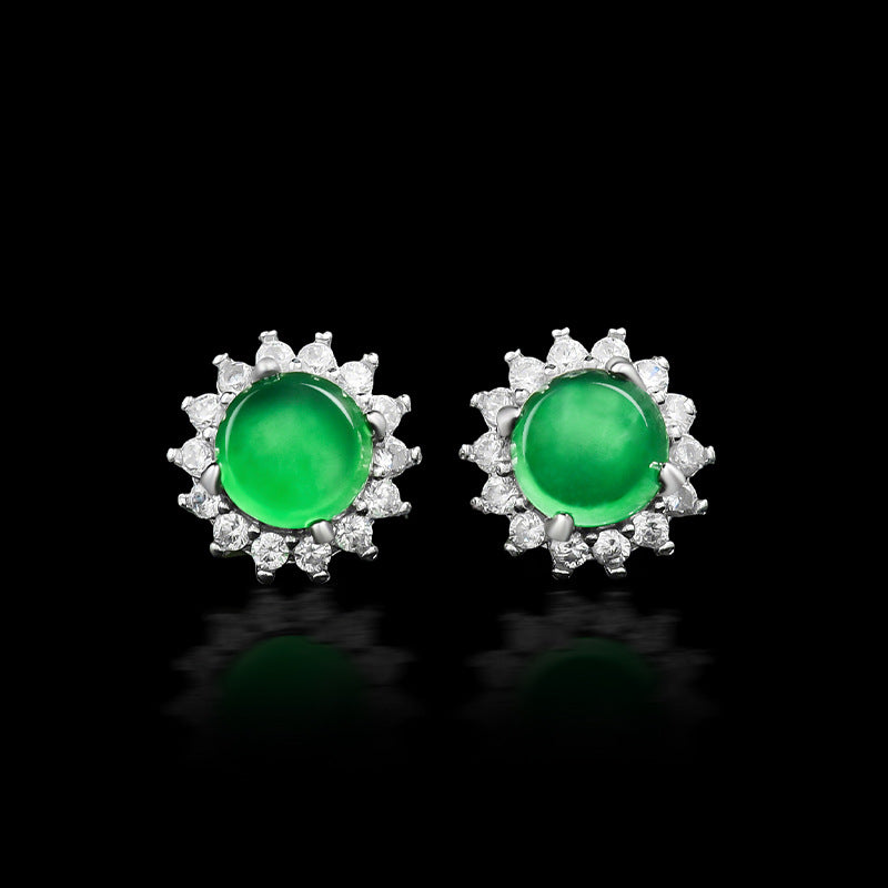 Natural Jade Earrings Silver Jadeite Earrings