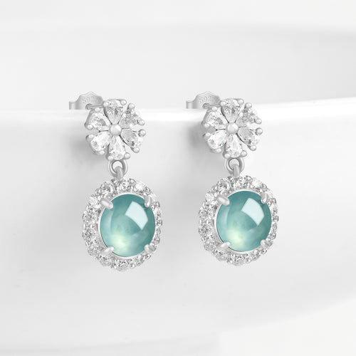 Natural Jade Earrings Silver Jadeite Earrings