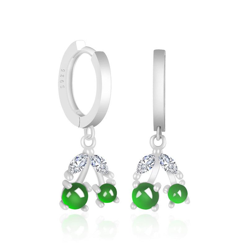 Natural Jade Earrings Silver Jadeite Earrings