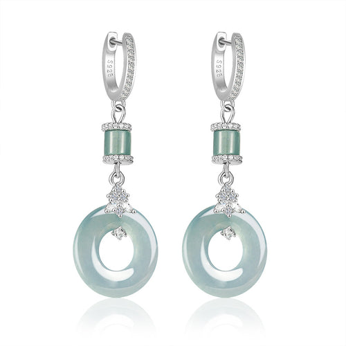 Natural Jade Earrings Silver Jadeite Earrings