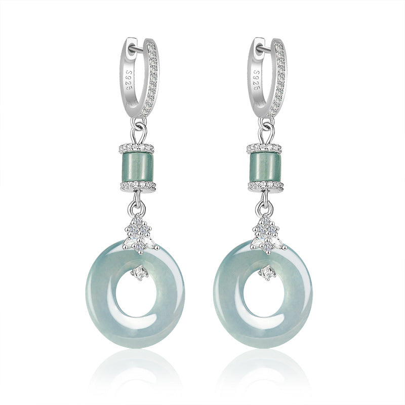 Natural Jade Earrings Silver Jadeite Earrings