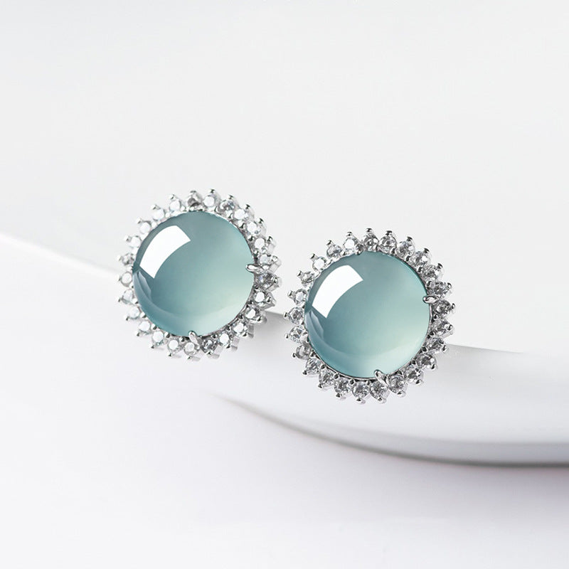 Natural Jade Earrings Silver Jadeite Earrings