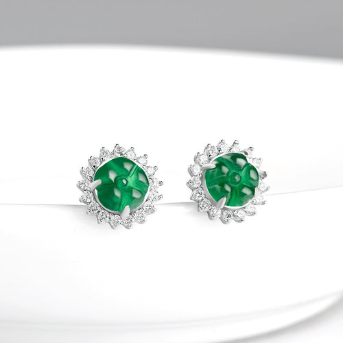 Natural Jade Earrings Silver Jadeite Earrings