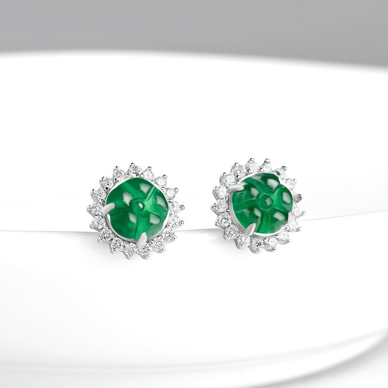Natural Jade Earrings Silver Jadeite Earrings