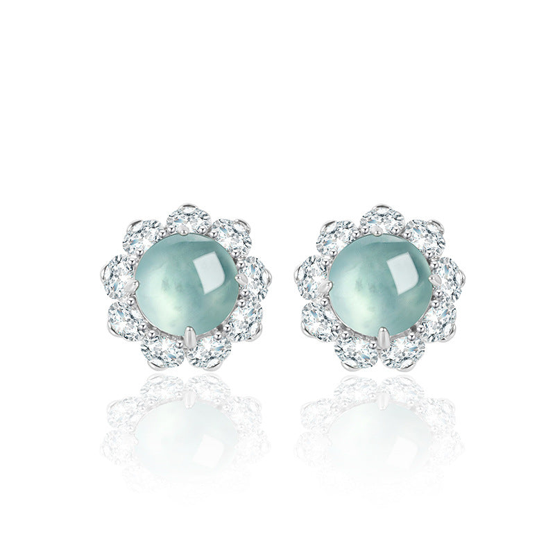 Natural Jade Earrings Silver Jadeite Earrings