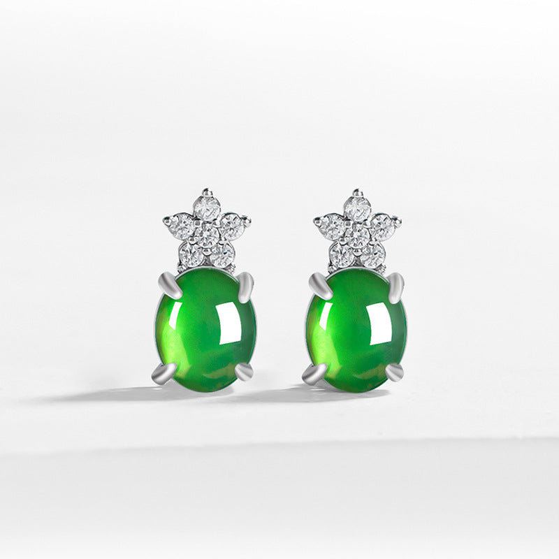 Natural Jade Earrings Silver Jadeite Earrings