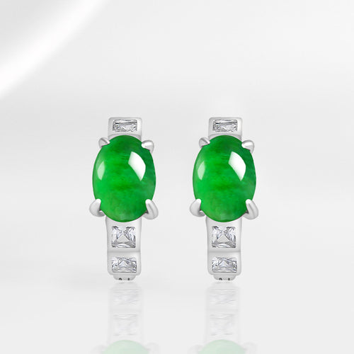 Natural Jade Earrings Silver Jadeite Earrings