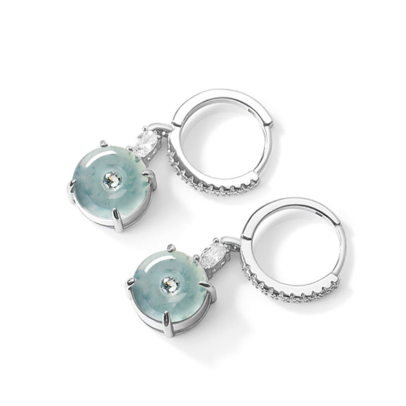 Natural Jade Earrings Silver Jadeite Earrings