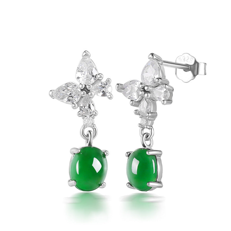 Natural Jade Earrings Silver Jadeite Earrings
