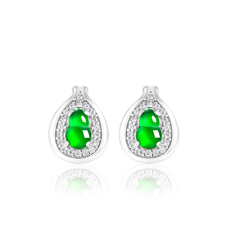 Natural Jade Earrings Silver Jadeite Earrings