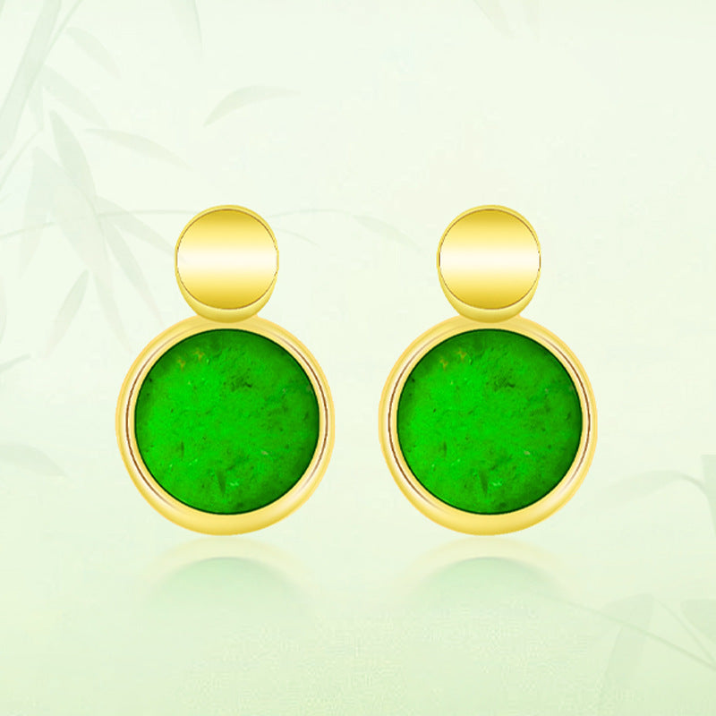 Natural Jade Earrings Silver Jadeite Earrings