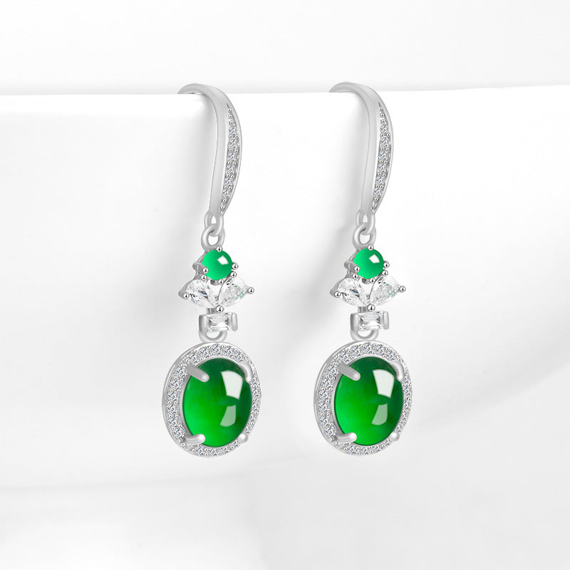 Natural Jade Earrings Silver Jadeite Earrings