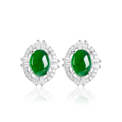 Natural Jade Earrings Silver Jadeite Earrings