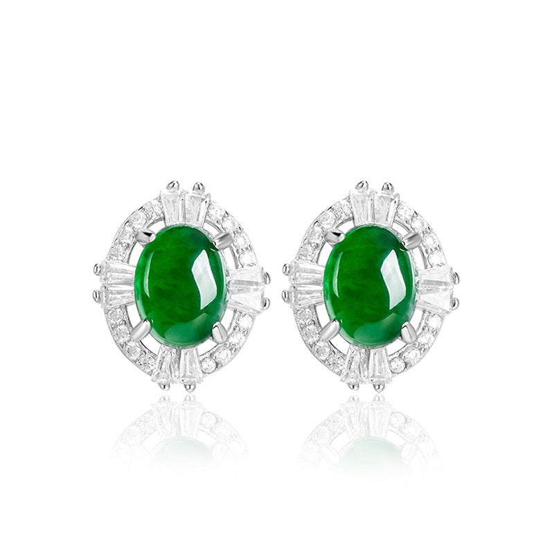 Natural Jade Earrings Silver Jadeite Earrings