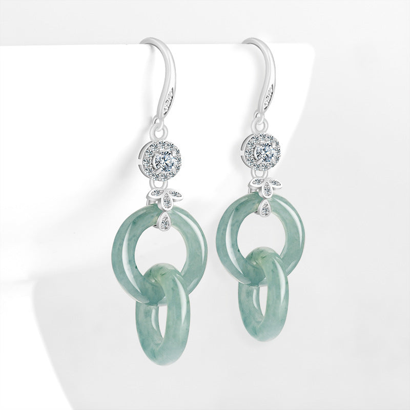 Natural Jade Earrings Silver Jadeite Earrings