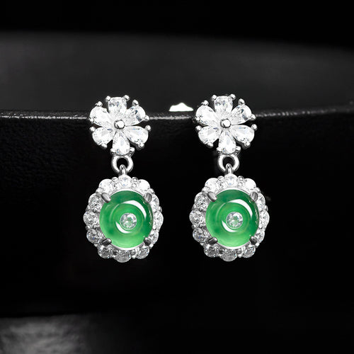 Natural Jade Earrings Silver Jadeite Earrings