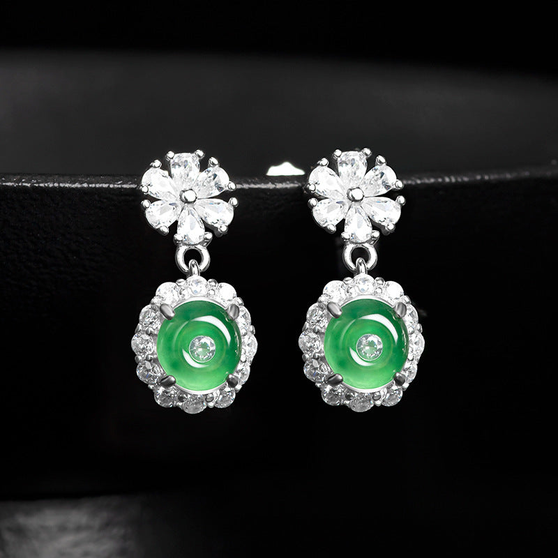 Natural Jade Earrings Silver Jadeite Earrings