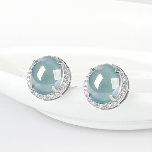 Natural Jade Earrings Silver Jadeite Earrings