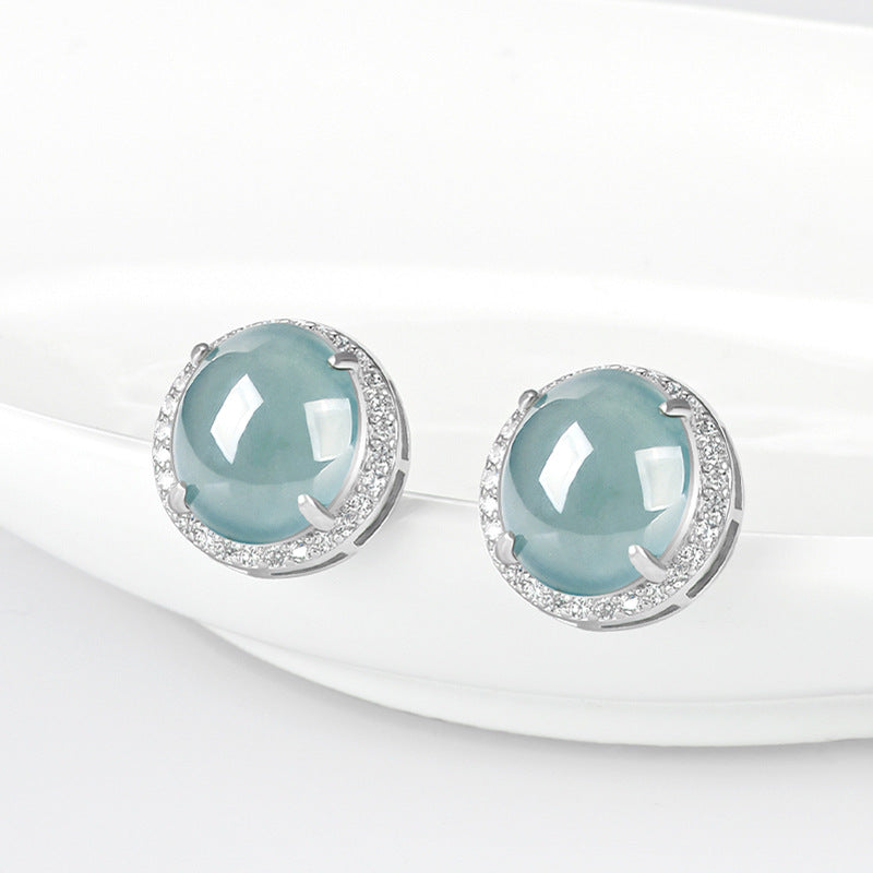 Natural Jade Earrings Silver Jadeite Earrings