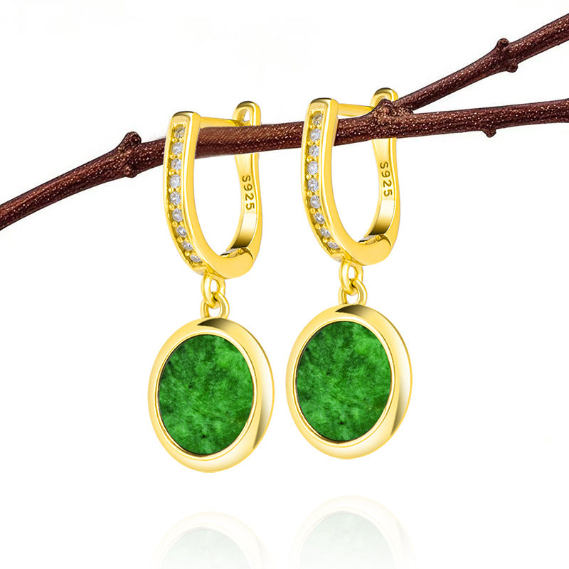 Natural Jade Earrings Silver Jadeite Earrings