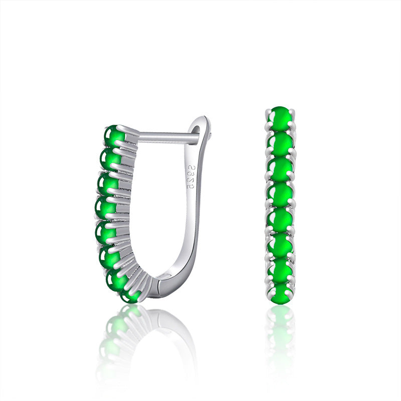 Natural Jade Earrings Silver Jadeite Earrings