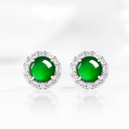 Natural Jade Earrings Silver Jadeite Earrings