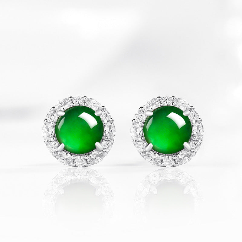 Natural Jade Earrings Silver Jadeite Earrings