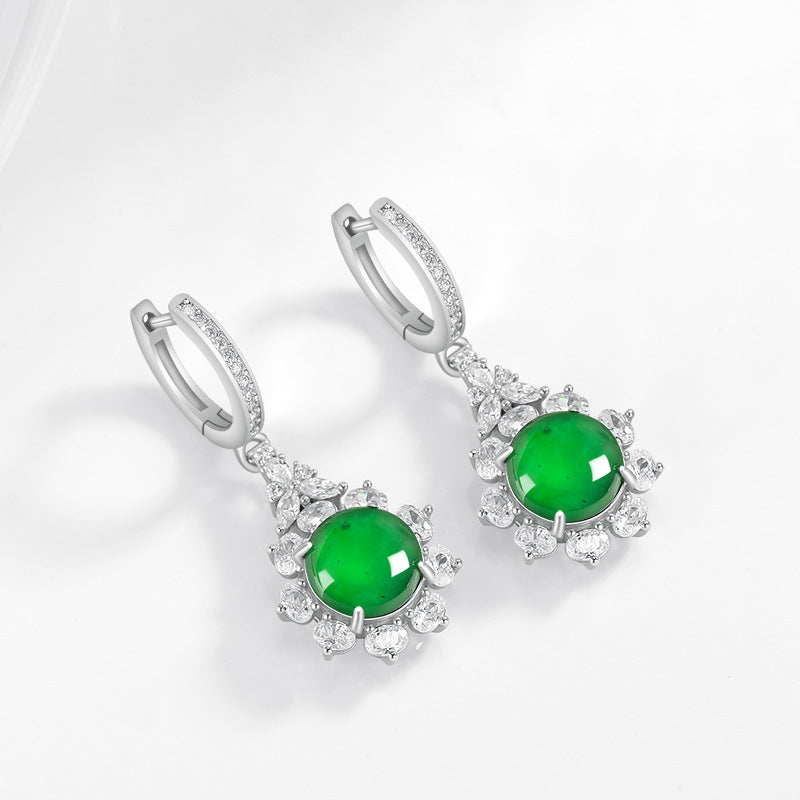 Natural Jade Earrings Silver Jadeite Earrings