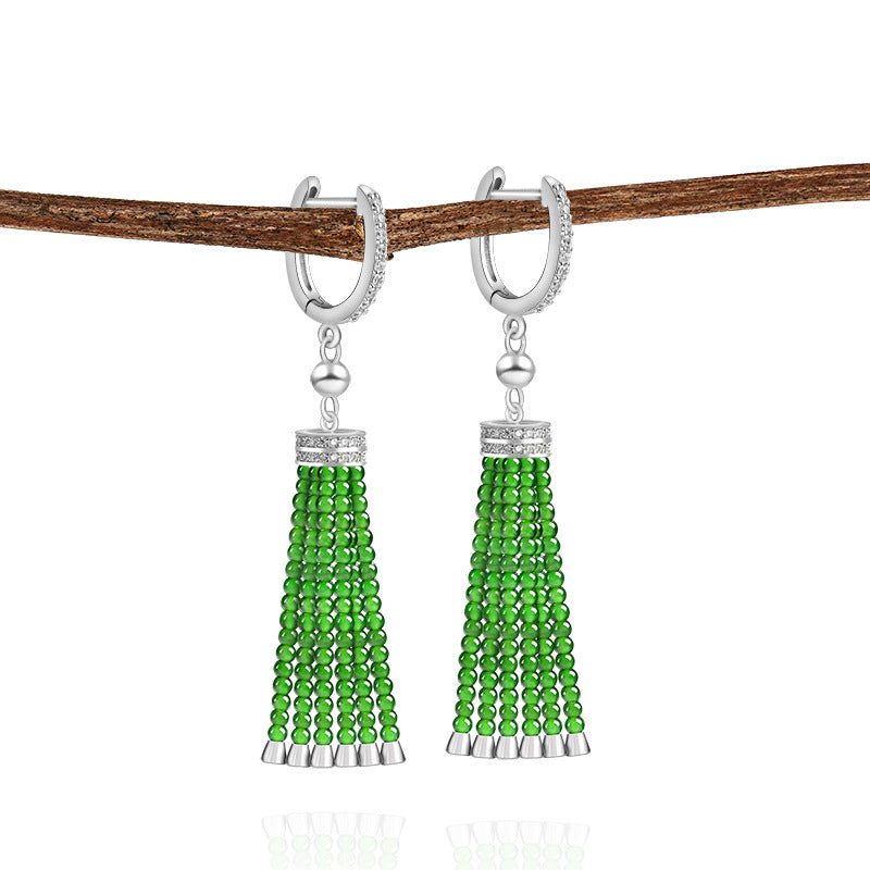Natural Jade Earrings Silver Jadeite Earrings