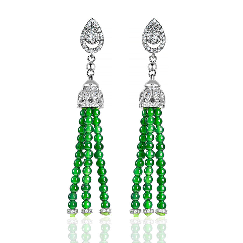 Natural Jade Earrings Silver Jadeite Earrings