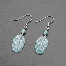 Natural Jade Earrings Silver Leaf Jadeite Earrings