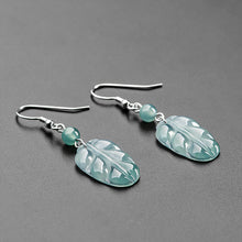 Natural Jade Earrings Silver Leaf Jadeite Earrings