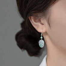 Natural Jade Earrings Silver Leaf Jadeite Earrings
