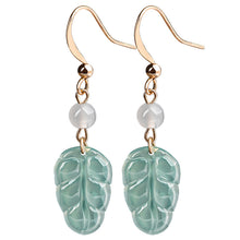 Natural Jade Earrings Silver Leaf Jadeite Earrings
