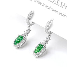 Natural Jade Earrings Silver Leaf Jadeite Earrings