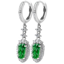 Natural Jade Earrings Silver Leaf Jadeite Earrings