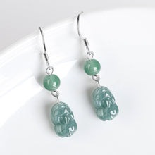 Natural Jade Earrings Silver Pixiu Jadeite Earrings