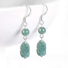 Natural Jade Earrings Silver Pixiu Jadeite Earrings
