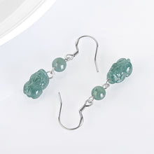 Natural Jade Earrings Silver Pixiu Jadeite Earrings