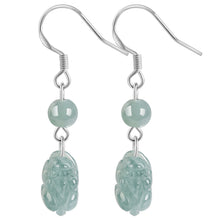 Natural Jade Earrings Silver Pixiu Jadeite Earrings