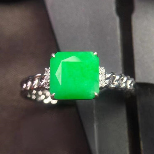 Natural Jade Engagement Ring Jadeite Gold Jade Wedding Ring